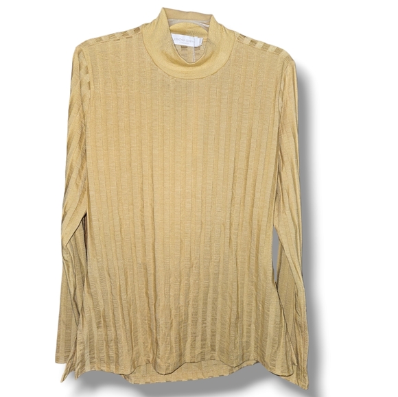 Jonathan Simkhai Janelle Mock Turtleneck, Open Back, Honey, Long Sleeve, Sz XL - Picture 5 of 12